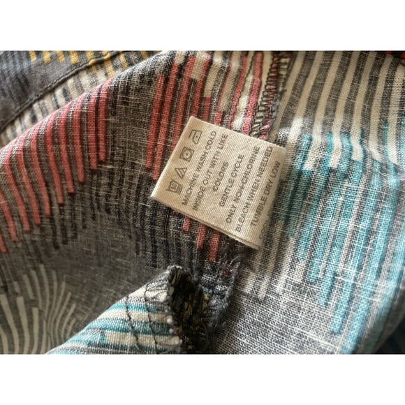 fossil blue green geometric linen pull on skirt size XS Pockets - Picture 8 of 8